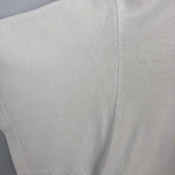 Vintage 80'S Hanes BEEFY-T Blue Tag Printed T-Shirt Made in USA Men's Size L cotton white type Vintage Second Hand