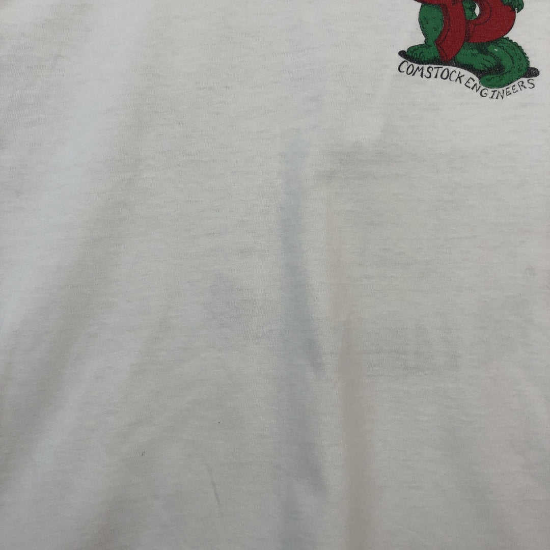 Vintage 80'S Hanes BEEFY-T Blue Tag Printed T-Shirt Made in USA Men's Size L cotton white type Vintage Second Hand
