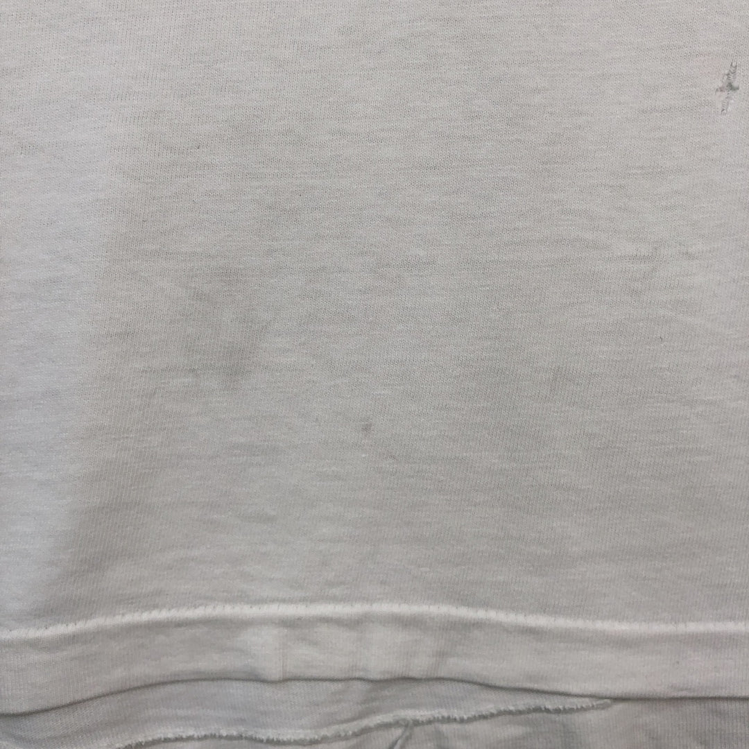 Vintage 80'S Hanes BEEFY-T Blue Tag Printed T-Shirt Made in USA Men's Size L cotton white type Vintage Second Hand