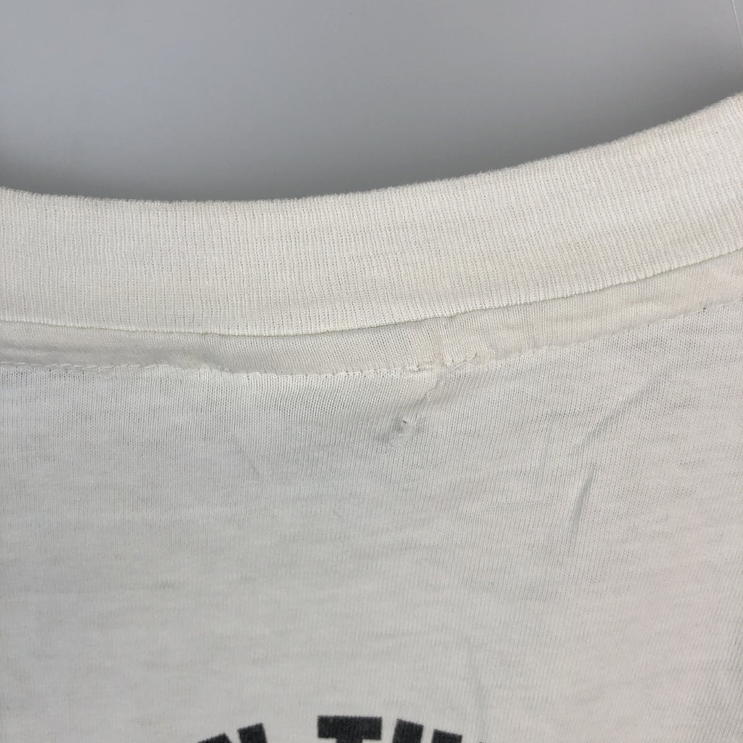 Vintage 80'S Hanes BEEFY-T Blue Tag Printed T-Shirt Made in USA Men's Size L cotton white type Vintage Second Hand