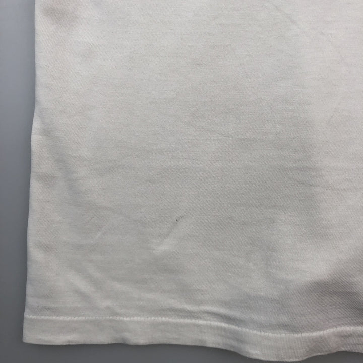 Vintage 80'S Hanes BEEFY-T Blue Tag Printed T-Shirt Made in USA Men's Size L cotton white type Vintage Second Hand