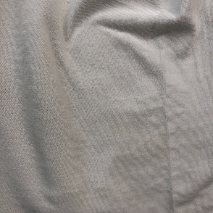 Vintage 80'S Hanes BEEFY-T Blue Tag Printed T-Shirt Made in USA Men's Size L cotton white type Vintage Second Hand