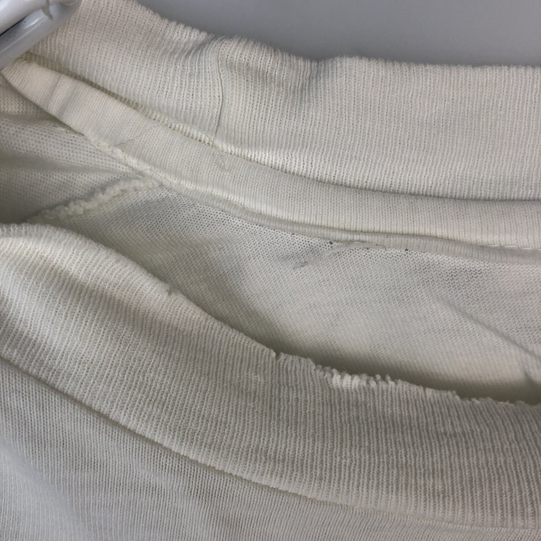 Vintage 80'S Hanes BEEFY-T Blue Tag Printed T-Shirt Made in USA Men's Size L cotton white type Vintage Second Hand