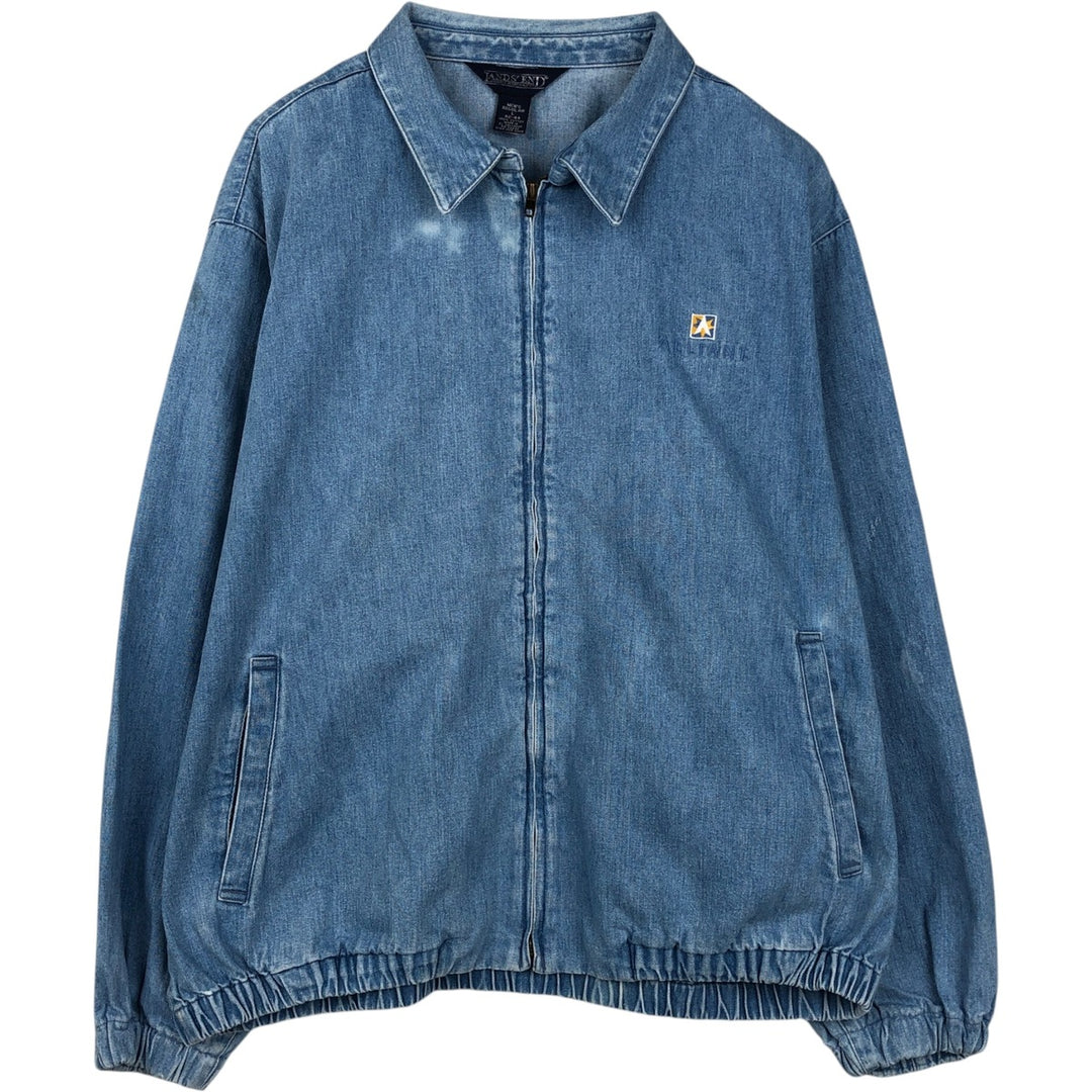 80s-90'S Lands' End denim swing top sports jacket, men's size L equivalent, vintage. cotton blue type Vintage Second Hand