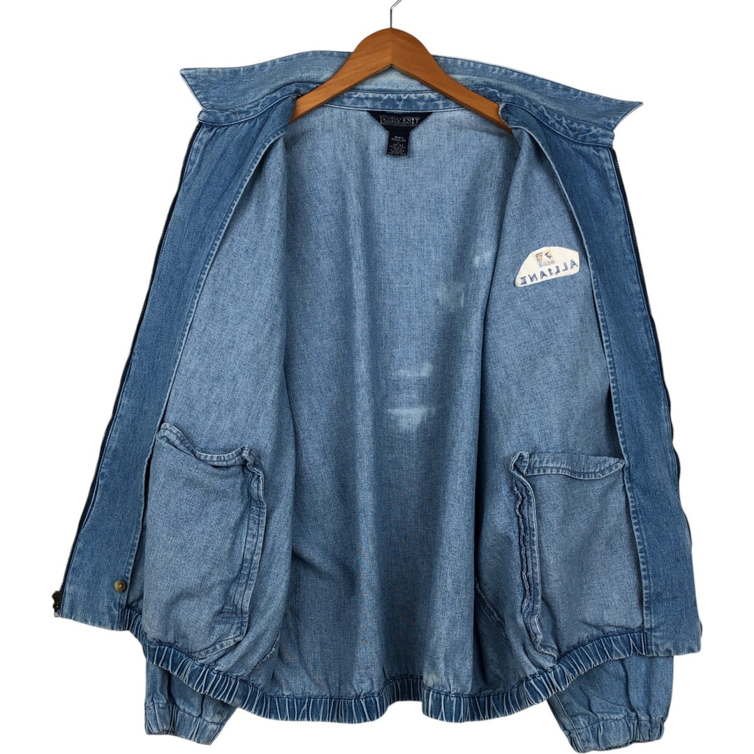 80s-90'S Lands' End denim swing top sports jacket, men's size L equivalent, vintage. cotton blue type Vintage Second Hand