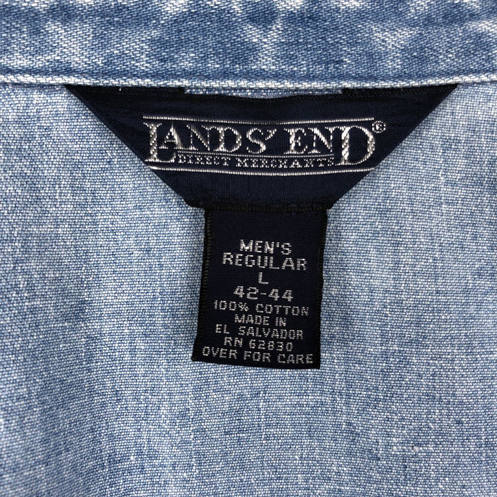 80s-90'S Lands' End denim swing top sports jacket, men's size L equivalent, vintage. cotton blue type Vintage Second Hand