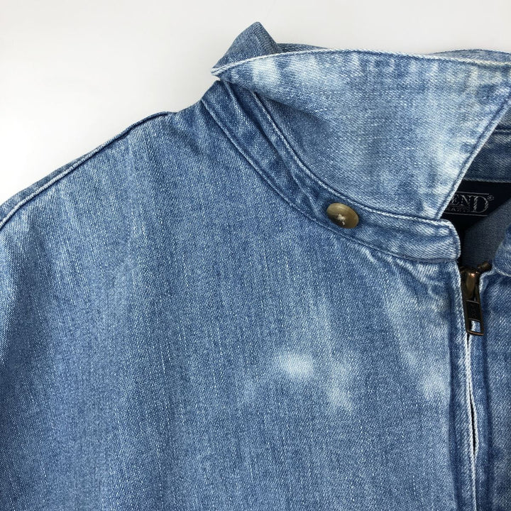 80s-90'S Lands' End denim swing top sports jacket, men's size L equivalent, vintage. cotton blue type Vintage Second Hand