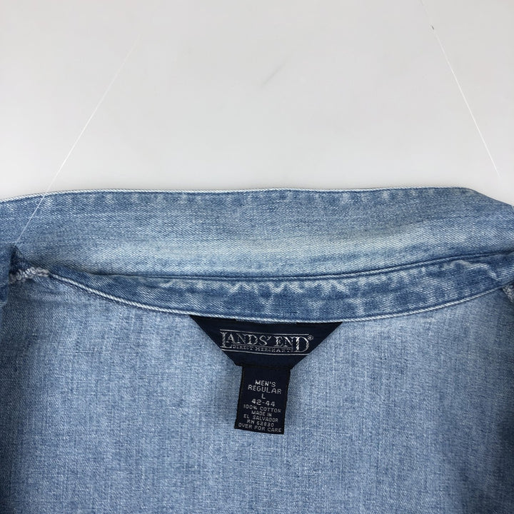 80s-90'S Lands' End denim swing top sports jacket, men's size L equivalent, vintage. cotton blue type Vintage Second Hand
