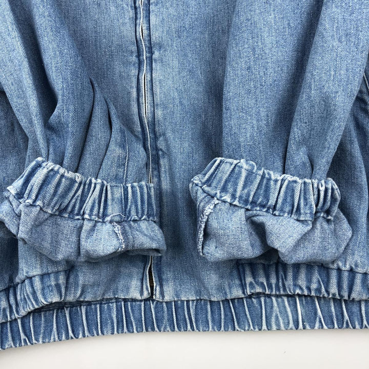 80s-90'S Lands' End denim swing top sports jacket, men's size L equivalent, vintage. cotton blue type Vintage Second Hand