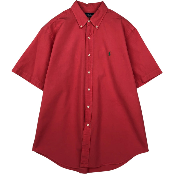 Ralph Lauren Classic Fit short sleeve button down shirt, men's size XL cotton red type Vintage Second Hand