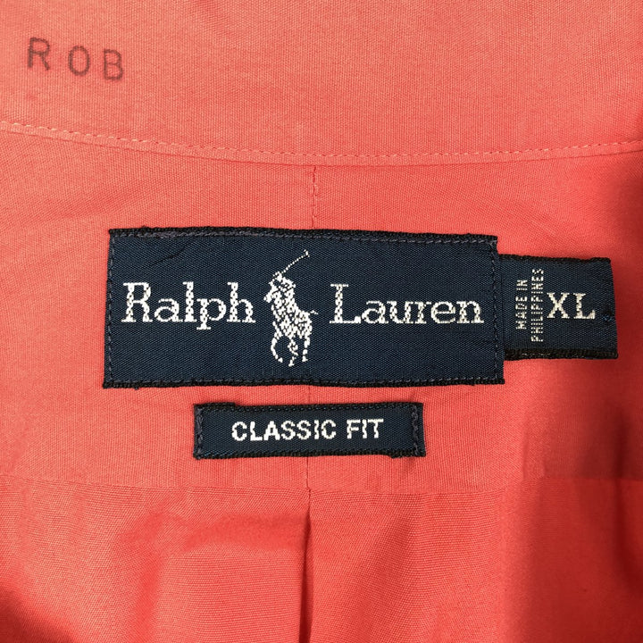 Ralph Lauren Classic Fit short sleeve button down shirt, men's size XL cotton red type Vintage Second Hand