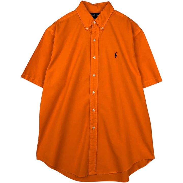 Ralph Lauren Classic Fit short sleeve button down shirt, men's size L cotton orange type Vintage Second Hand