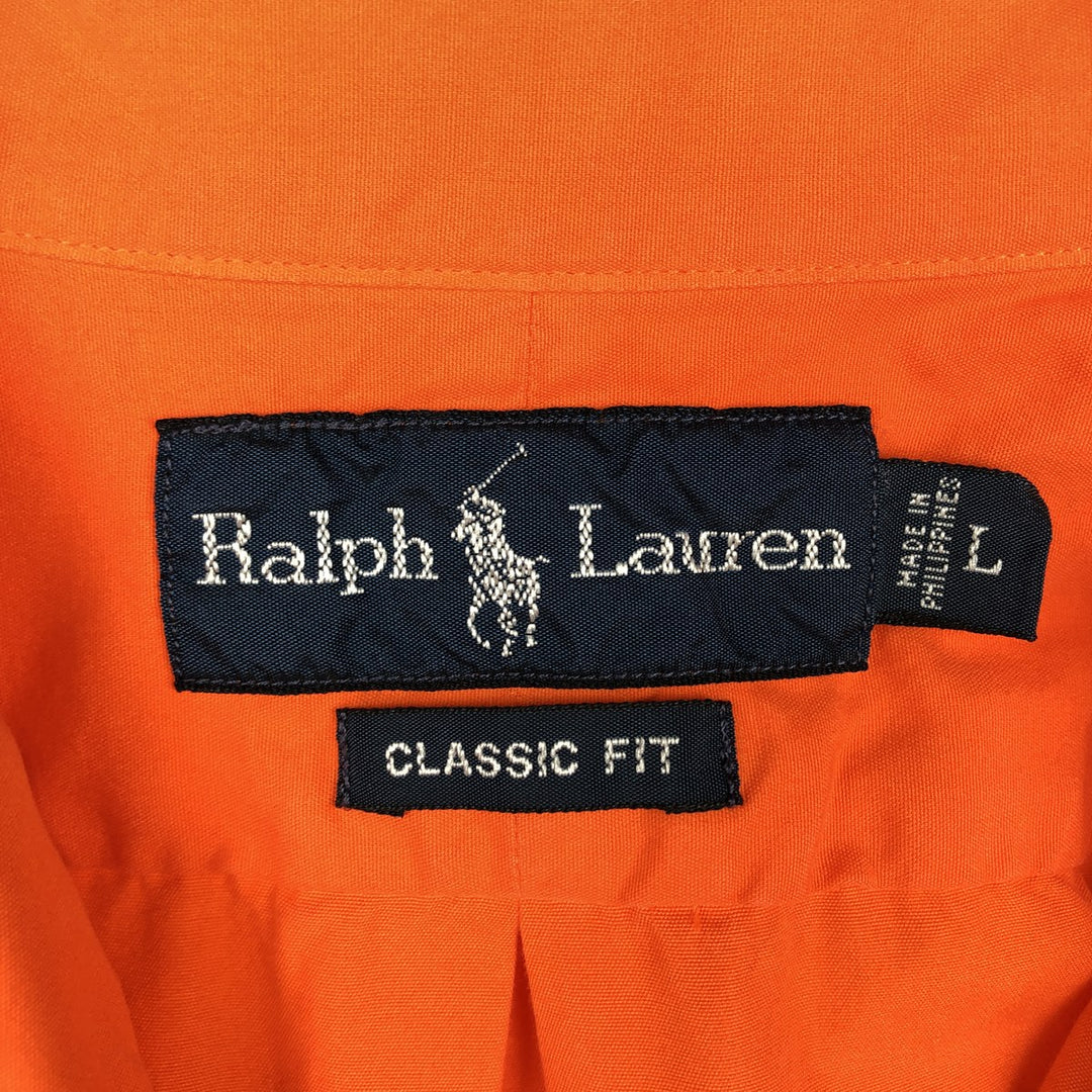 Ralph Lauren Classic Fit short sleeve button down shirt, men's size L cotton orange type Vintage Second Hand