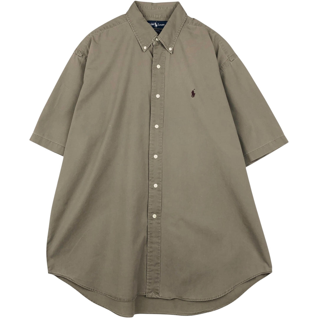 Ralph Lauren BLAKE short sleeve button down shirt, men's XL size cotton Khaki type Vintage Second Hand