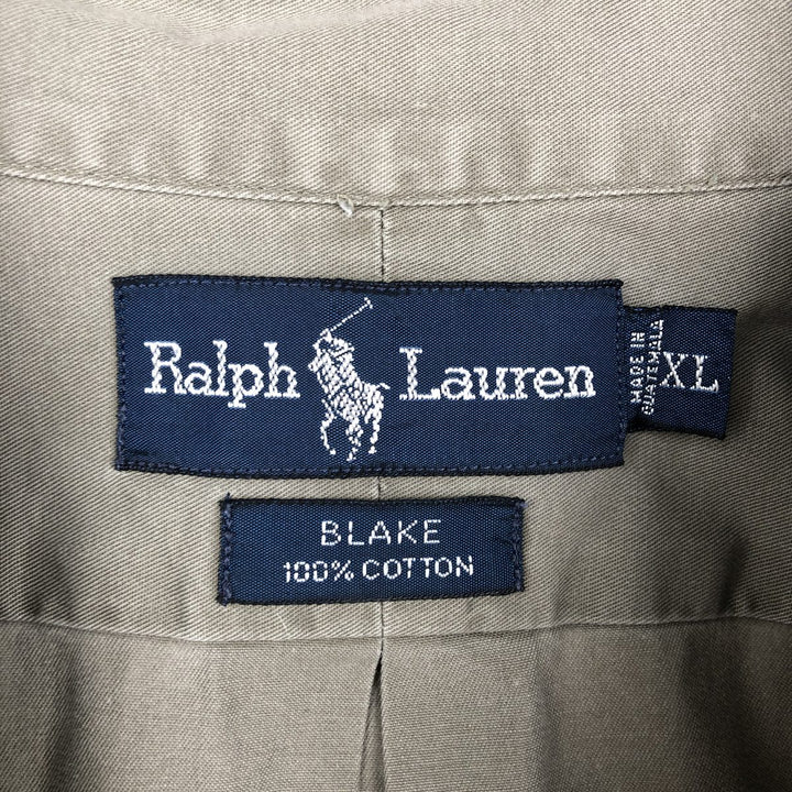 Ralph Lauren BLAKE short sleeve button down shirt, men's XL size cotton Khaki type Vintage Second Hand