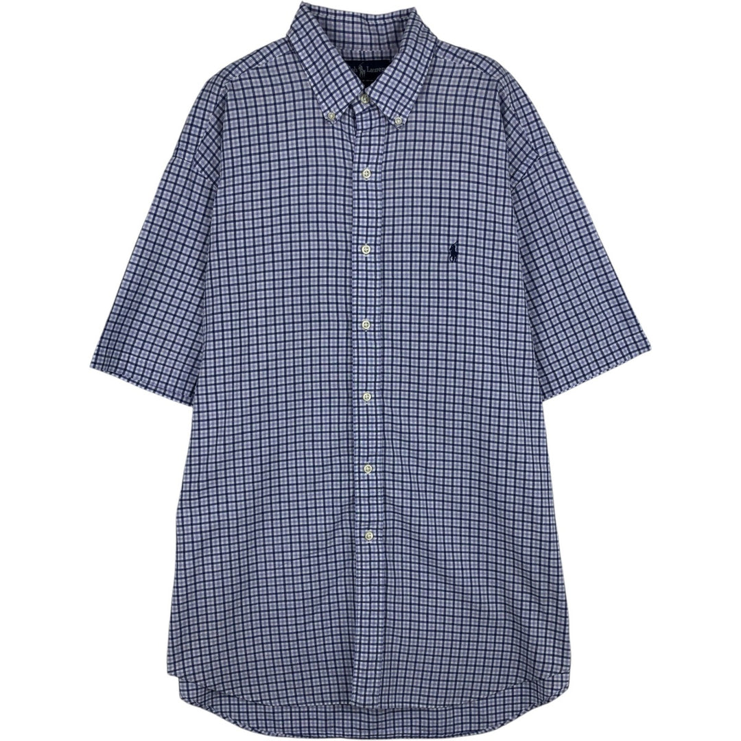 Ralph Lauren BLAKE short sleeve button down check shirt, men's size L cotton white type Vintage Second Hand