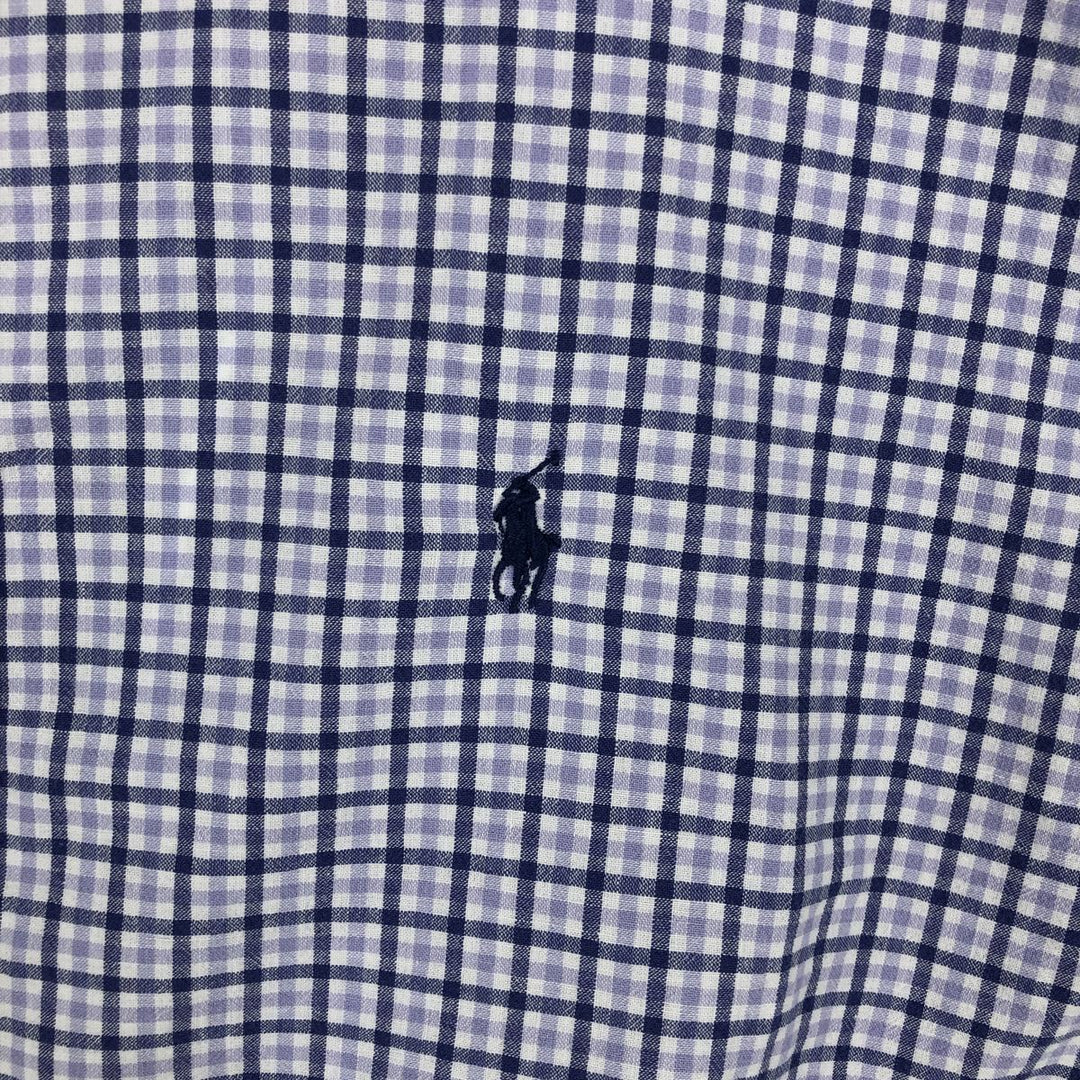 Ralph Lauren BLAKE short sleeve button down check shirt, men's size L cotton white type Vintage Second Hand