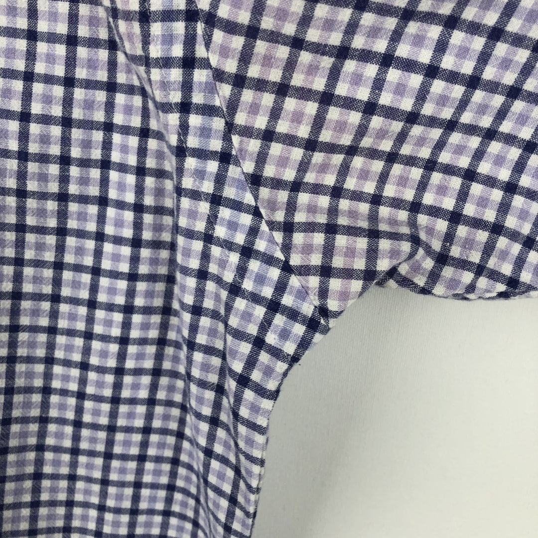 Ralph Lauren BLAKE short sleeve button down check shirt, men's size L cotton white type Vintage Second Hand