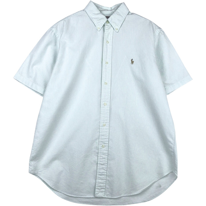 Ralph Lauren Classic Fit Short Sleeve Button Down Striped Shirt Men's Size L cotton Mint green Vintage Second Hand