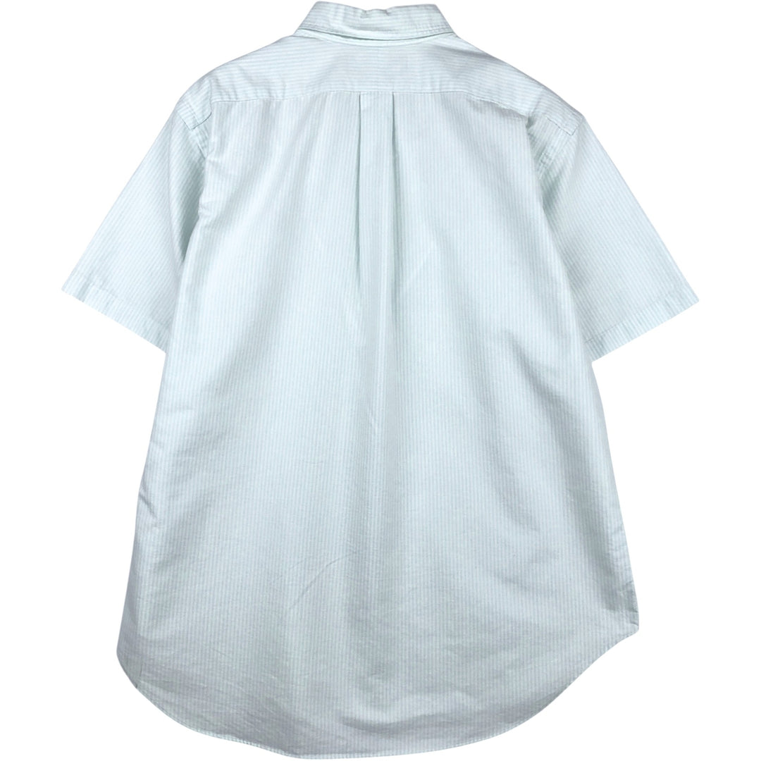 Ralph Lauren Classic Fit Short Sleeve Button Down Striped Shirt Men's Size L cotton Mint green Vintage Second Hand