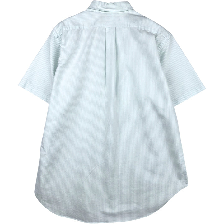 Ralph Lauren Classic Fit Short Sleeve Button Down Striped Shirt Men's Size L cotton Mint green Vintage Second Hand