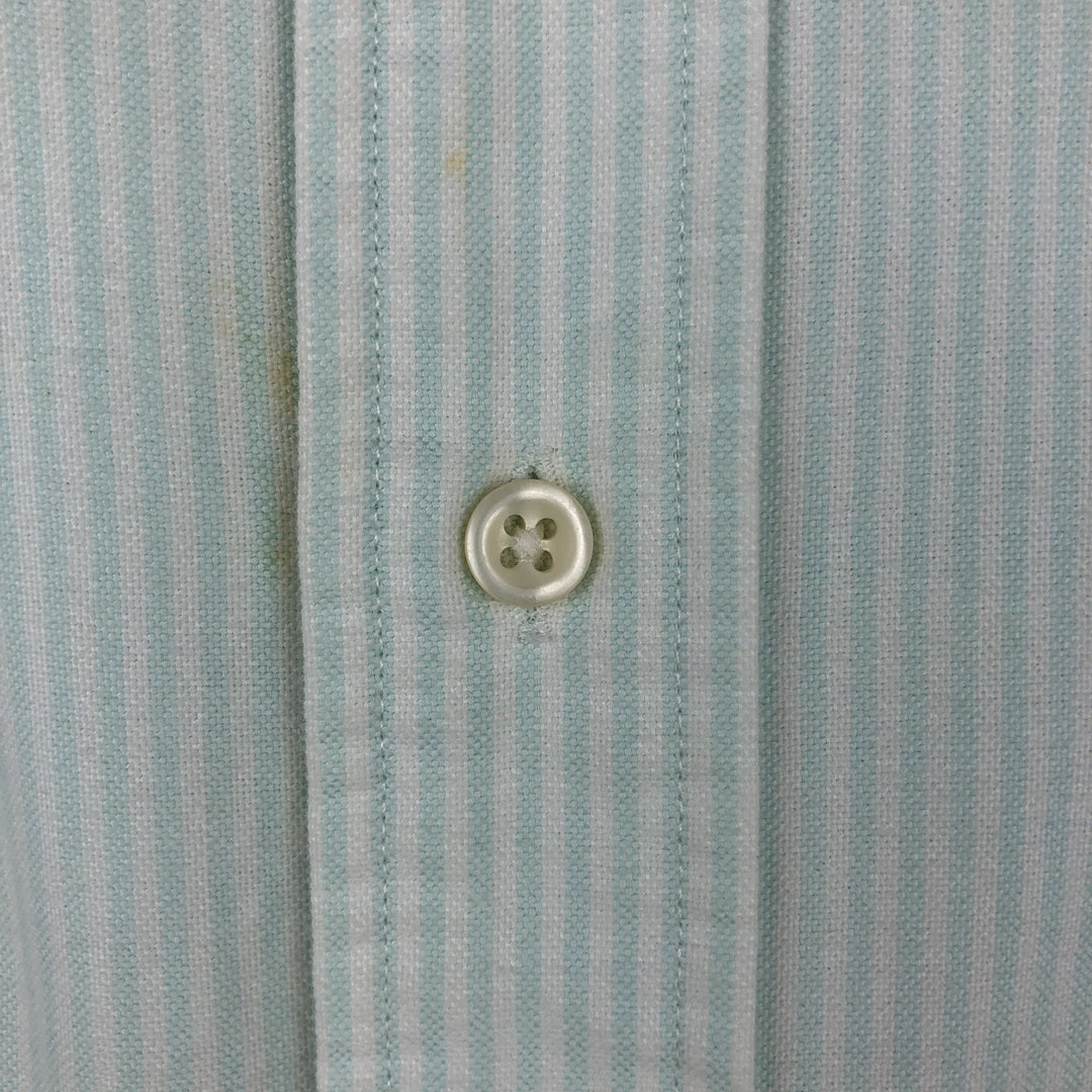 Ralph Lauren Classic Fit Short Sleeve Button Down Striped Shirt Men's Size L cotton Mint green Vintage Second Hand