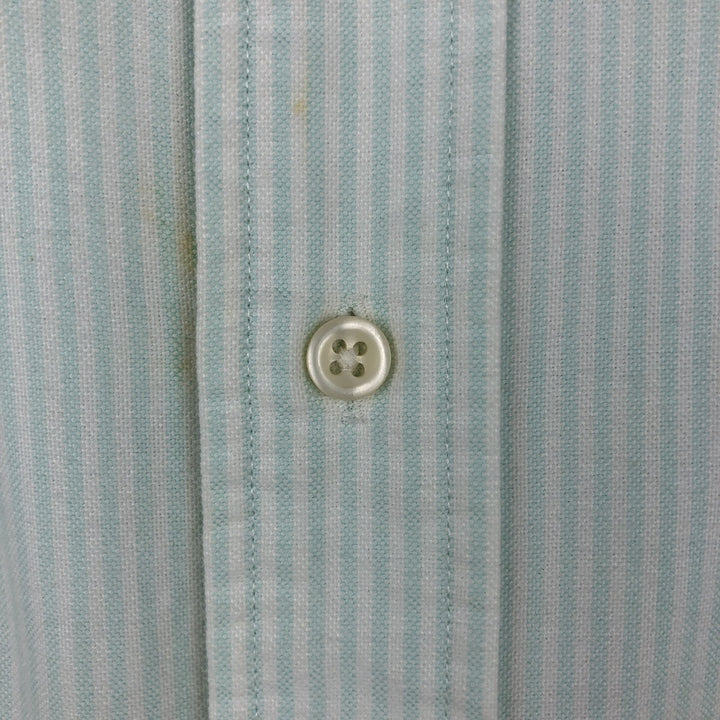 Ralph Lauren Classic Fit Short Sleeve Button Down Striped Shirt Men's Size L cotton Mint green Vintage Second Hand