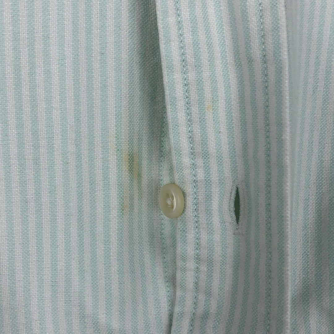 Ralph Lauren Classic Fit Short Sleeve Button Down Striped Shirt Men's Size L cotton Mint green Vintage Second Hand
