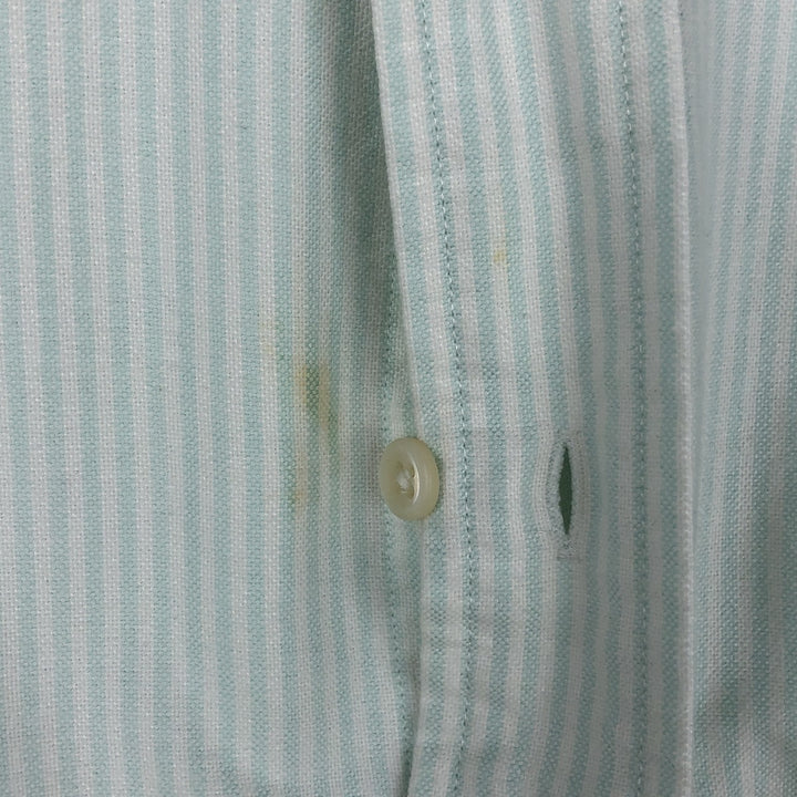 Ralph Lauren Classic Fit Short Sleeve Button Down Striped Shirt Men's Size L cotton Mint green Vintage Second Hand
