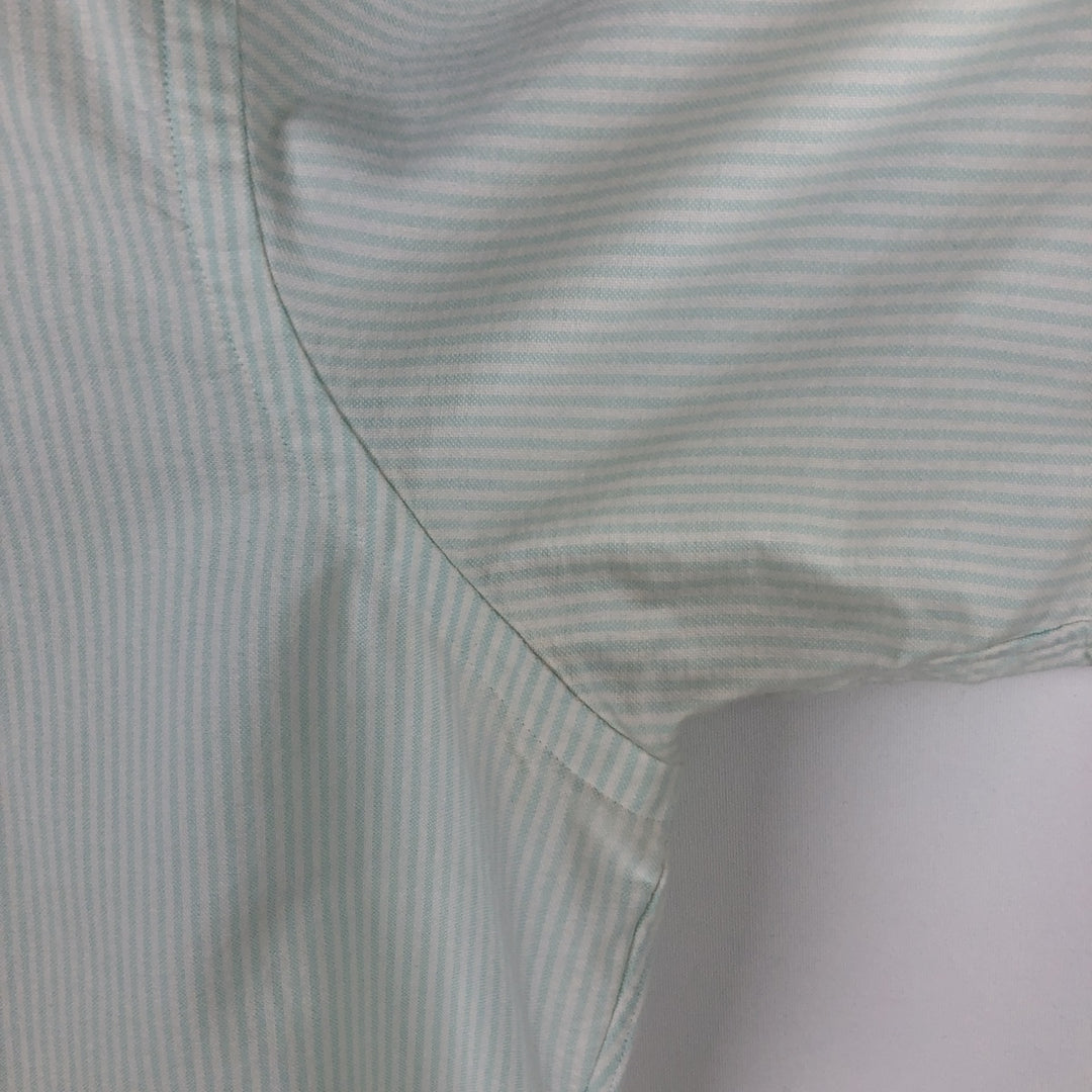 Ralph Lauren Classic Fit Short Sleeve Button Down Striped Shirt Men's Size L cotton Mint green Vintage Second Hand