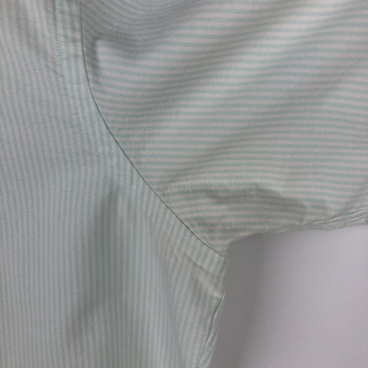Ralph Lauren Classic Fit Short Sleeve Button Down Striped Shirt Men's Size L cotton Mint green Vintage Second Hand