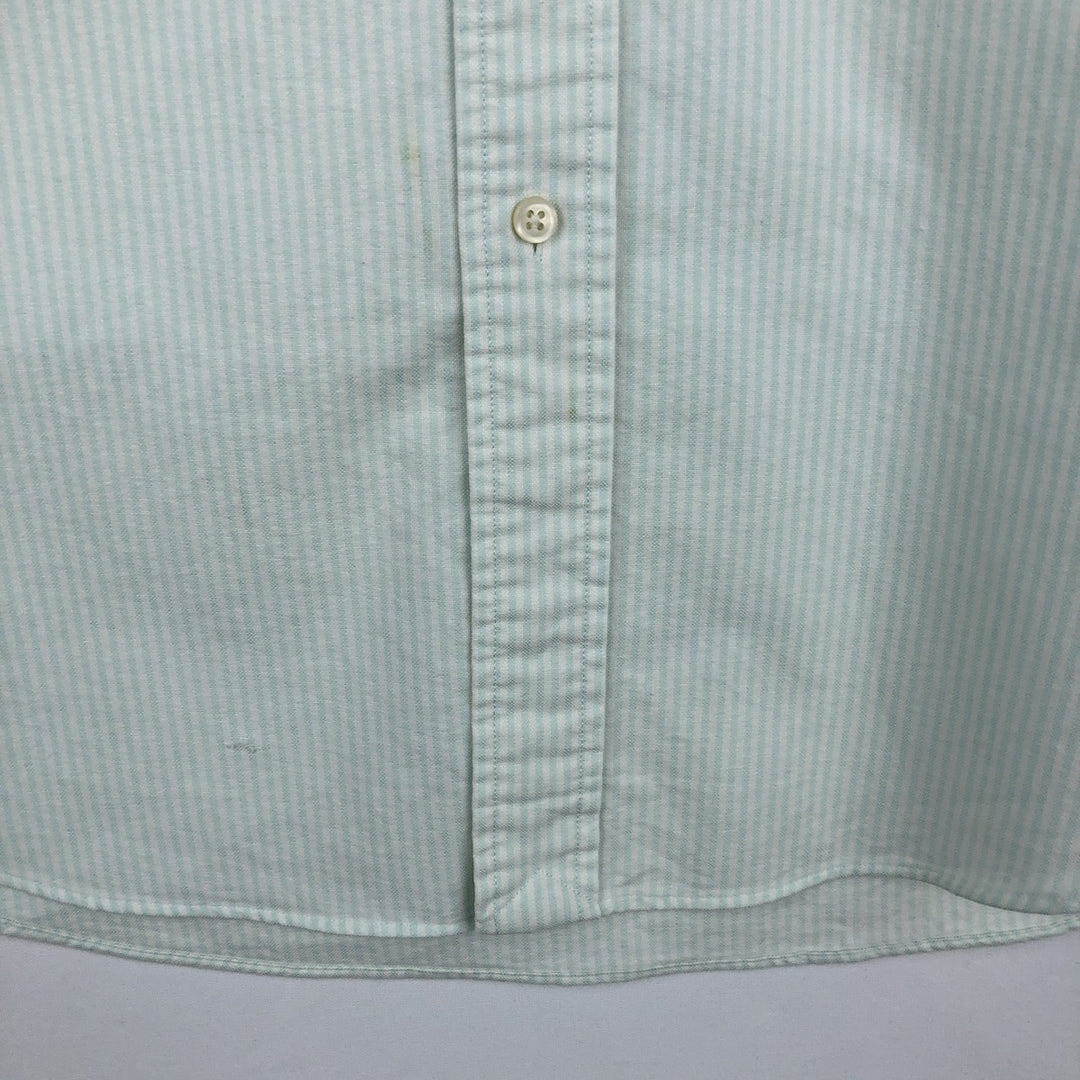 Ralph Lauren Classic Fit Short Sleeve Button Down Striped Shirt Men's Size L cotton Mint green Vintage Second Hand