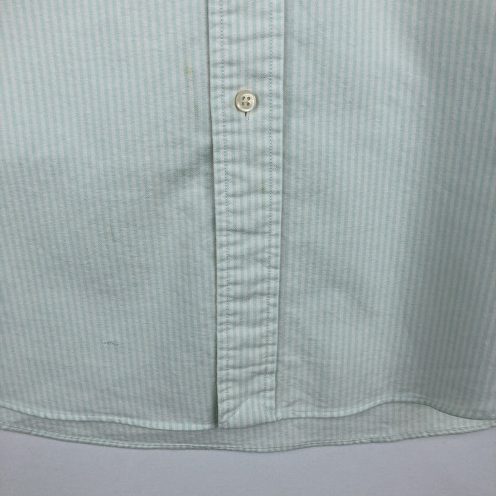 Ralph Lauren Classic Fit Short Sleeve Button Down Striped Shirt Men's Size L cotton Mint green Vintage Second Hand