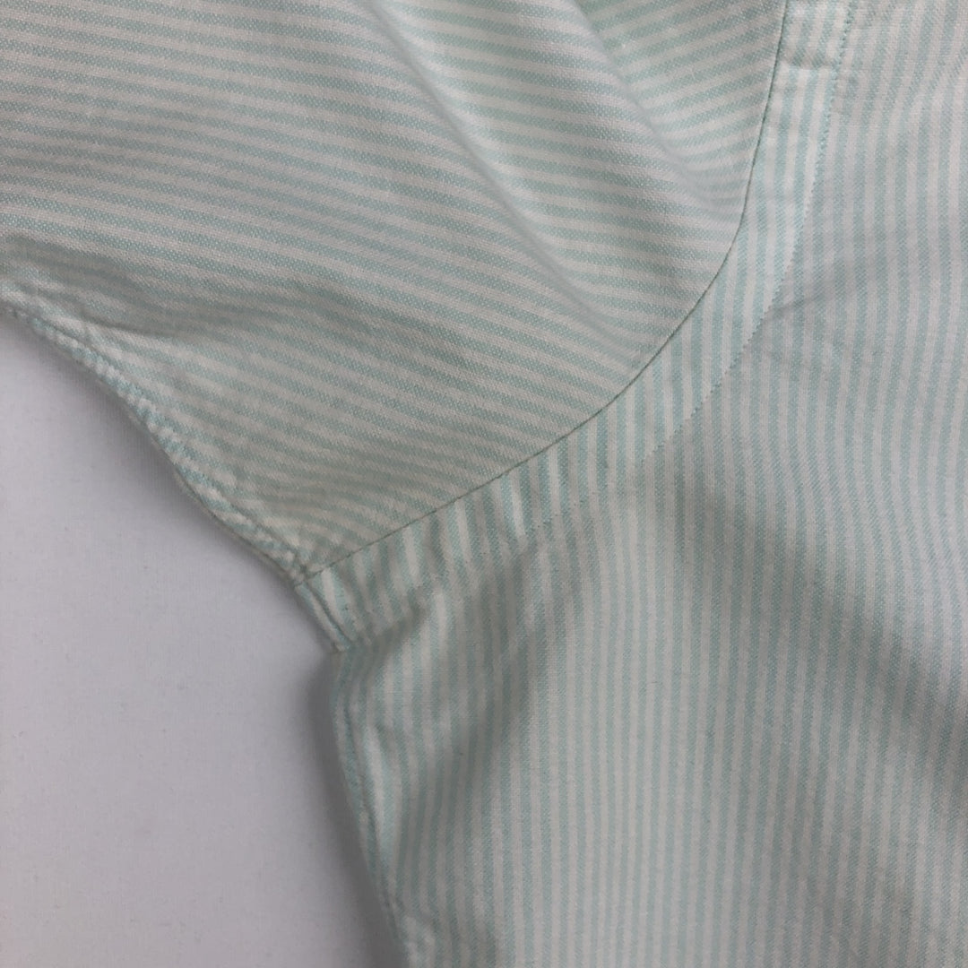 Ralph Lauren Classic Fit Short Sleeve Button Down Striped Shirt Men's Size L cotton Mint green Vintage Second Hand