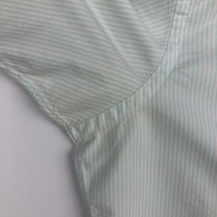 Ralph Lauren Classic Fit Short Sleeve Button Down Striped Shirt Men's Size L cotton Mint green Vintage Second Hand