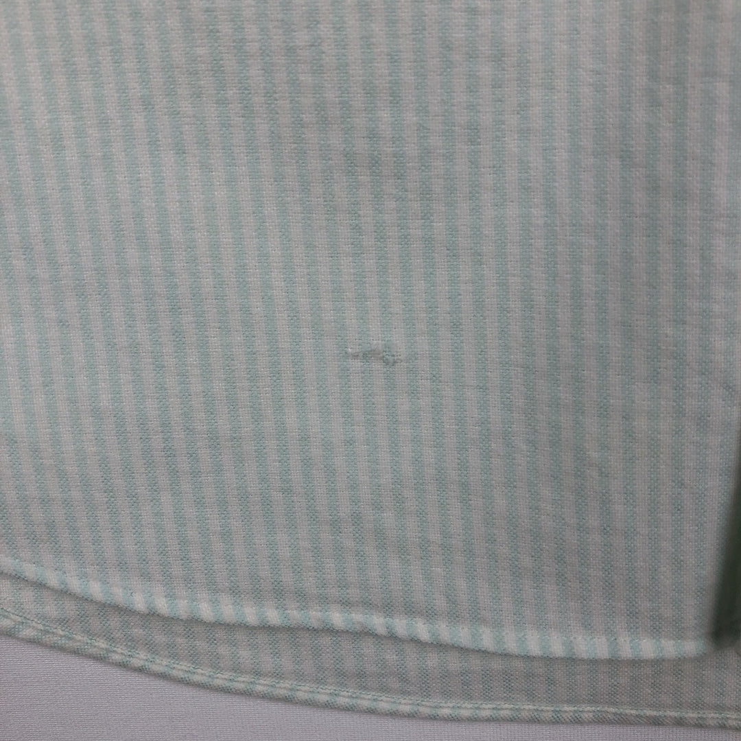 Ralph Lauren Classic Fit Short Sleeve Button Down Striped Shirt Men's Size L cotton Mint green Vintage Second Hand