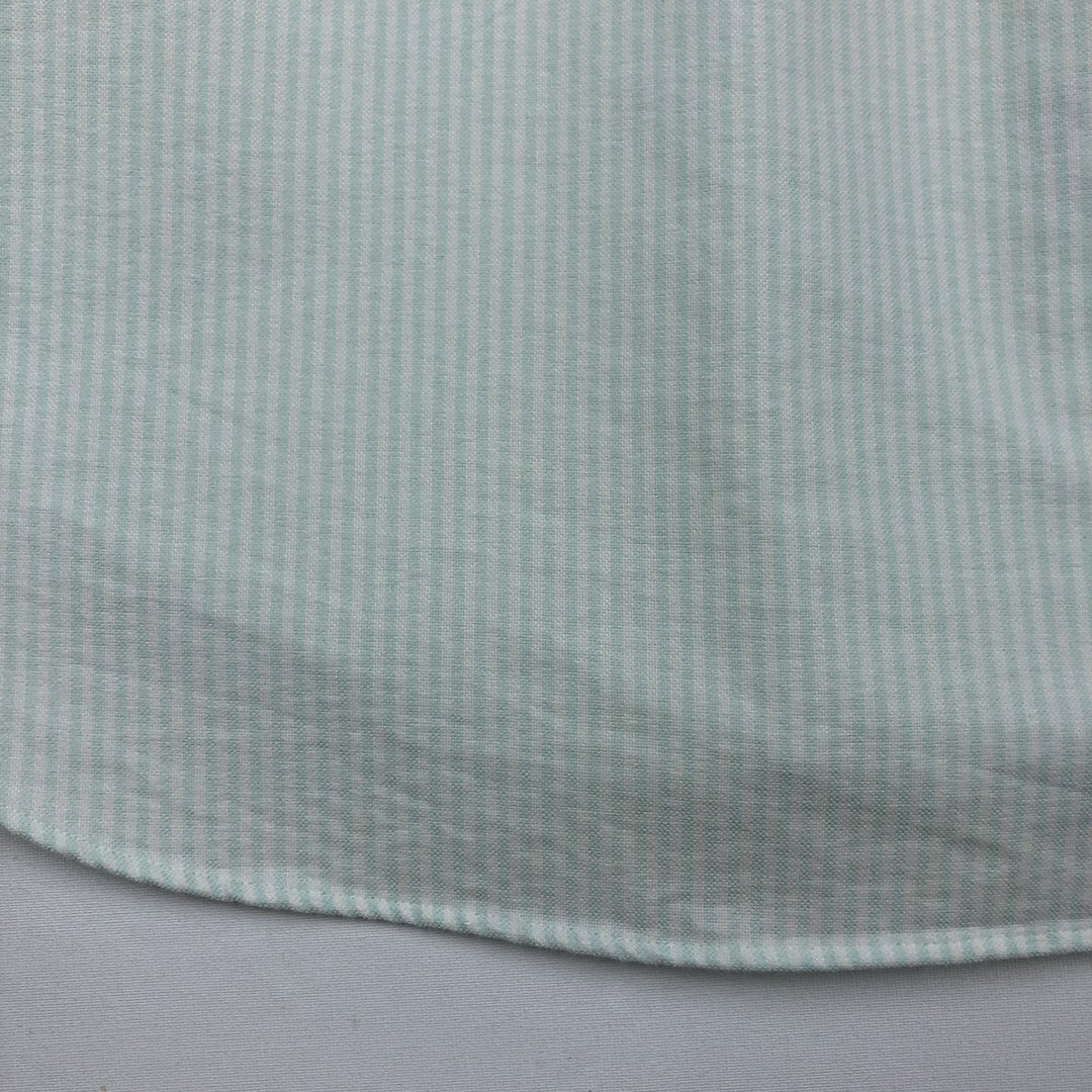 Ralph Lauren Classic Fit Short Sleeve Button Down Striped Shirt Men's Size L cotton Mint green Vintage Second Hand