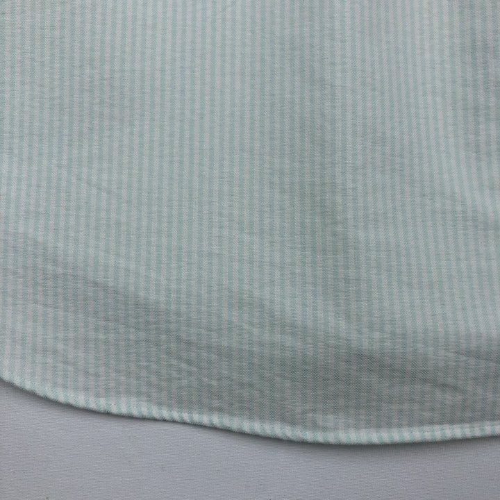 Ralph Lauren Classic Fit Short Sleeve Button Down Striped Shirt Men's Size L cotton Mint green Vintage Second Hand
