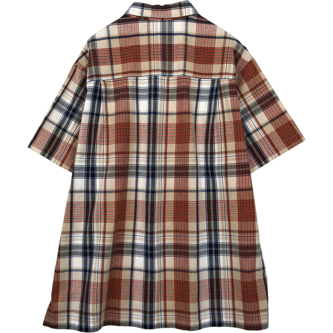 Ralph Lauren CHAPS Short-Sleeve Check Shirt, Boxy Shirt, Men's Size XL (approx.) cotton Beige type Vintage Second Hand