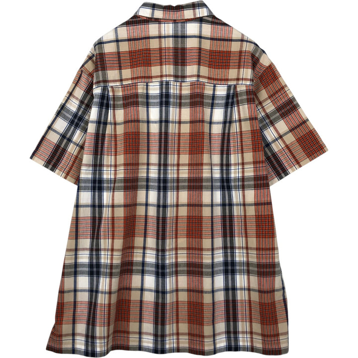Ralph Lauren CHAPS Short-Sleeve Check Shirt, Boxy Shirt, Men's Size XL (approx.) cotton Beige type Vintage Second Hand