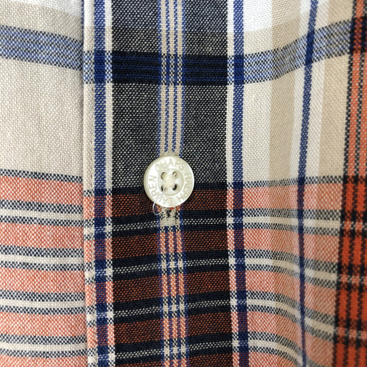 Ralph Lauren CHAPS Short-Sleeve Check Shirt, Boxy Shirt, Men's Size XL (approx.) cotton Beige type Vintage Second Hand