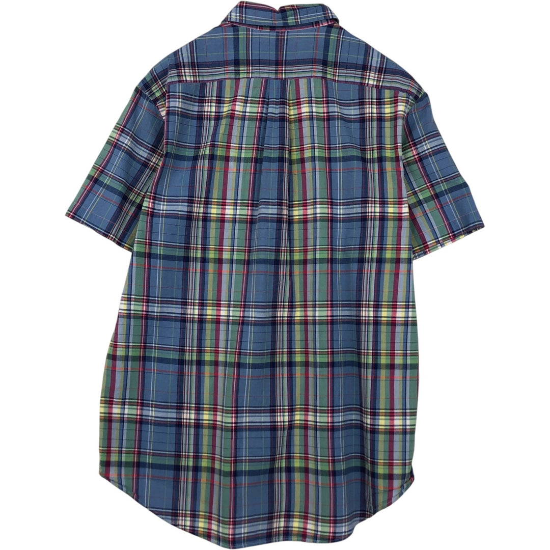 Ralph Lauren Madras Check Short Sleeve Button-Down Check Shirt, Men's Size L cotton blue type Vintage Second Hand