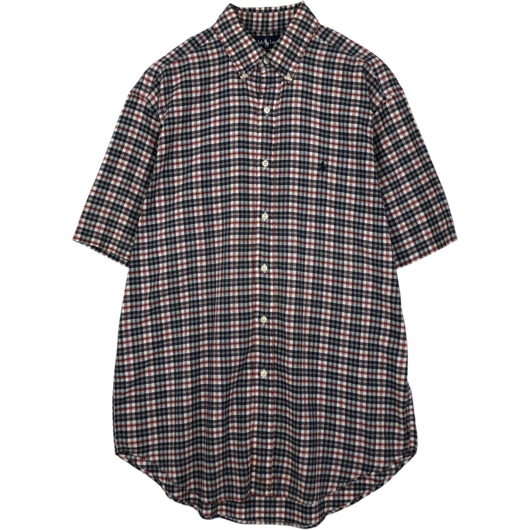 Ralph Lauren BLAKE short sleeve button down check shirt, men's size M cotton black type Vintage Second Hand