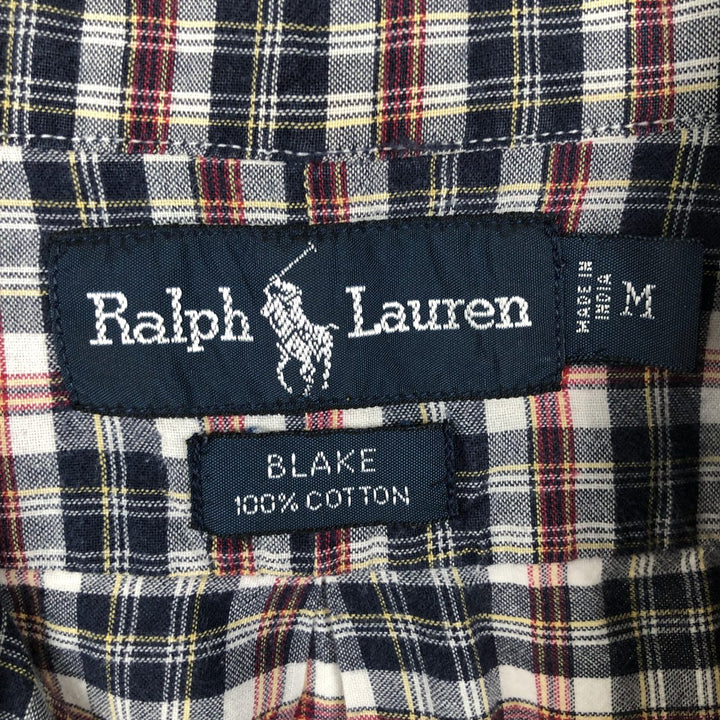 Ralph Lauren BLAKE short sleeve button down check shirt, men's size M cotton black type Vintage Second Hand