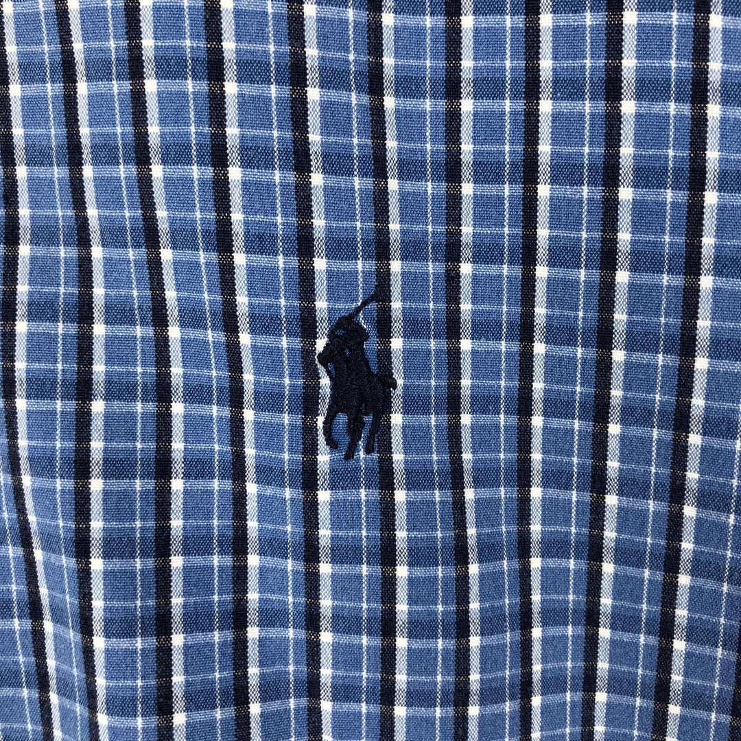 Ralph Lauren GREGGOR Short-Sleeve Button-Down Check Shirt, Men's Size L (approx.) cotton blue type Vintage Second Hand