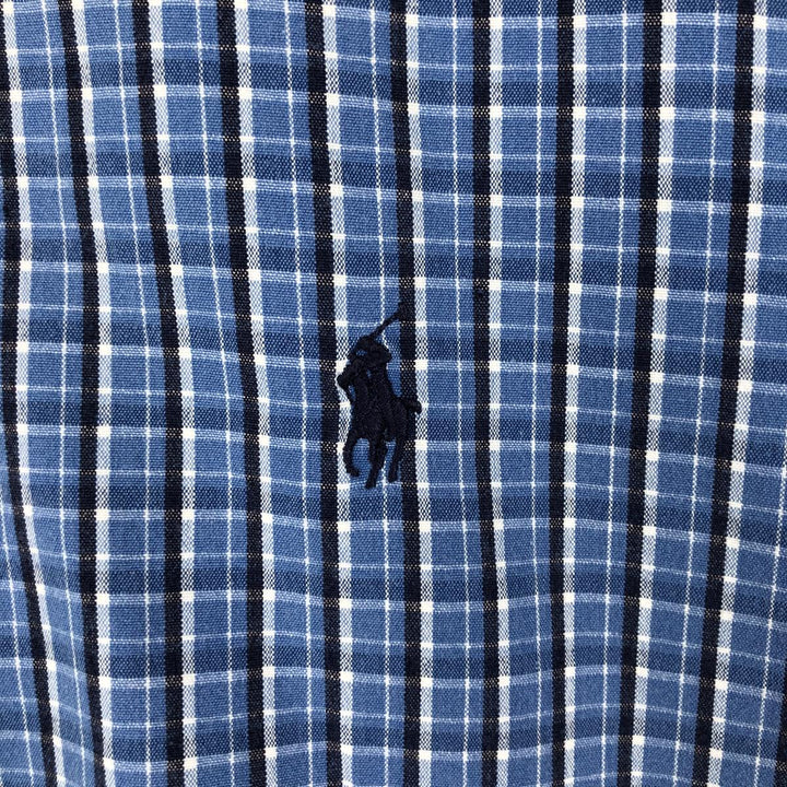 Ralph Lauren GREGGOR Short-Sleeve Button-Down Check Shirt, Men's Size L (approx.) cotton blue type Vintage Second Hand