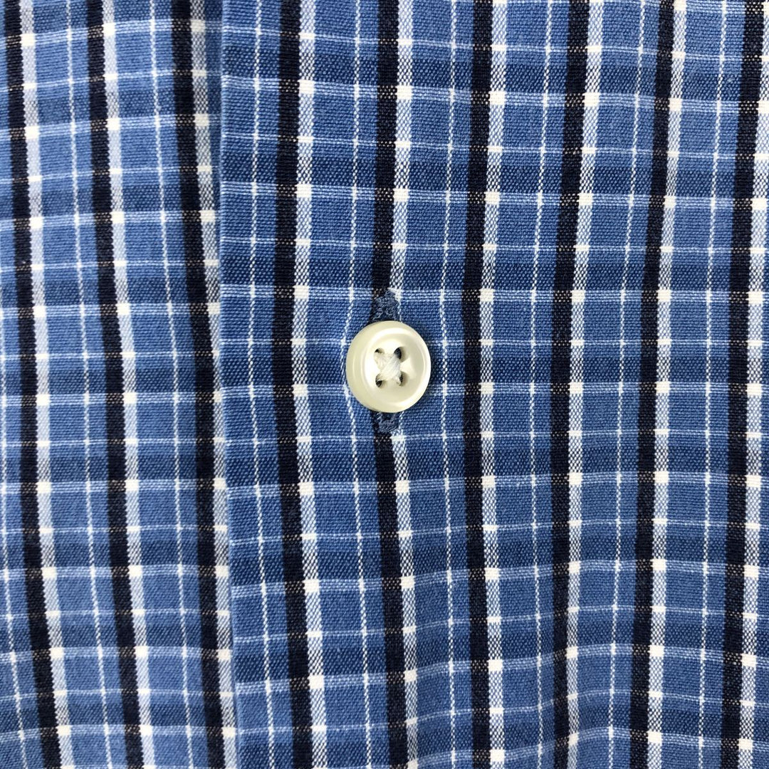 Ralph Lauren GREGGOR Short-Sleeve Button-Down Check Shirt, Men's Size L (approx.) cotton blue type Vintage Second Hand