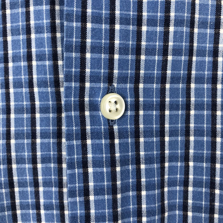 Ralph Lauren GREGGOR Short-Sleeve Button-Down Check Shirt, Men's Size L (approx.) cotton blue type Vintage Second Hand