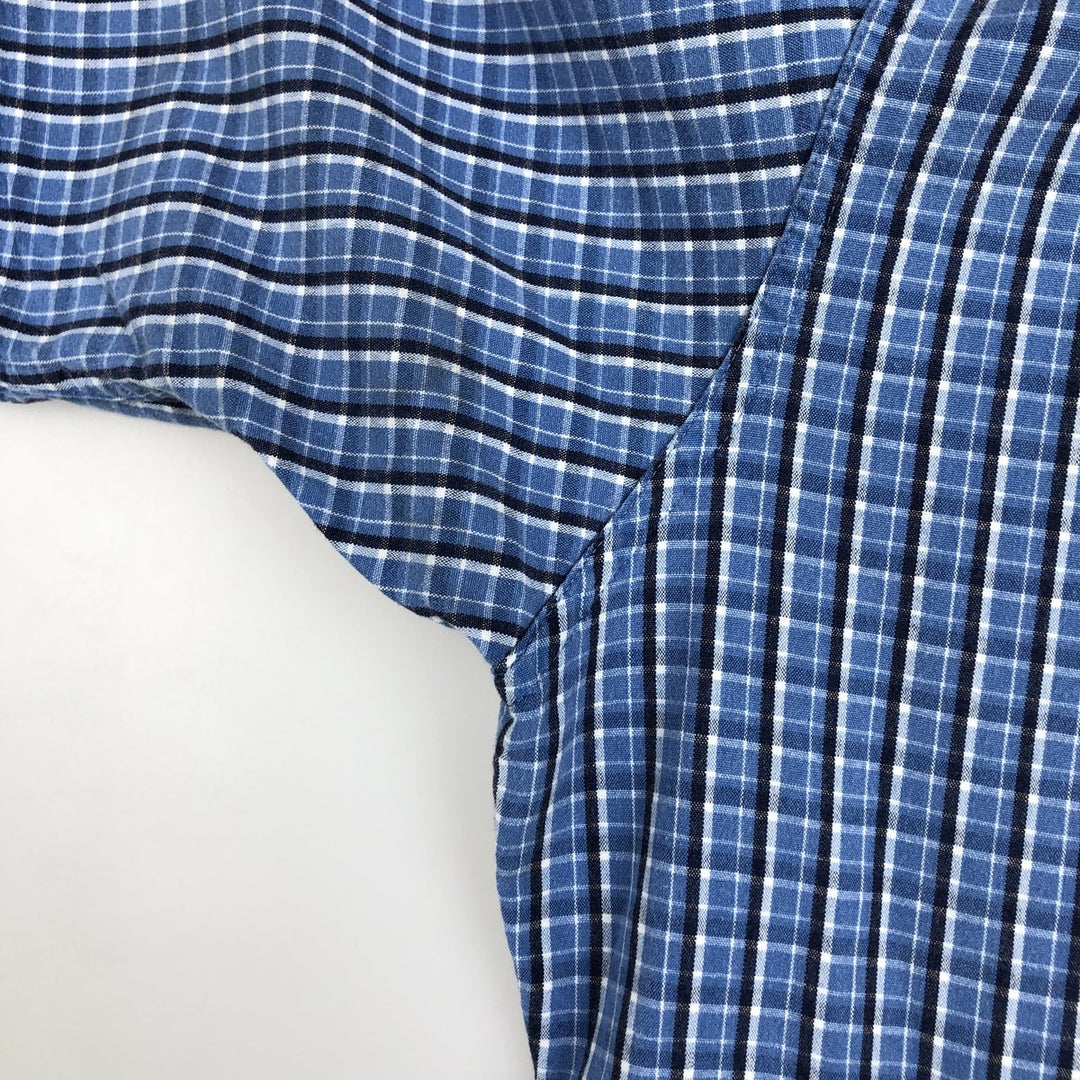 Ralph Lauren GREGGOR Short-Sleeve Button-Down Check Shirt, Men's Size L (approx.) cotton blue type Vintage Second Hand