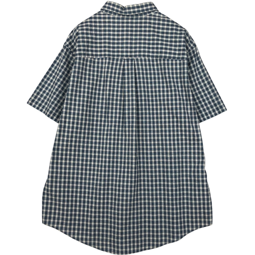 Ralph Lauren CHAPS Easy Care Short-Sleeve Button-Down Check Shirt, Men's Size XL (approx.) cotton blue type Vintage Second Hand